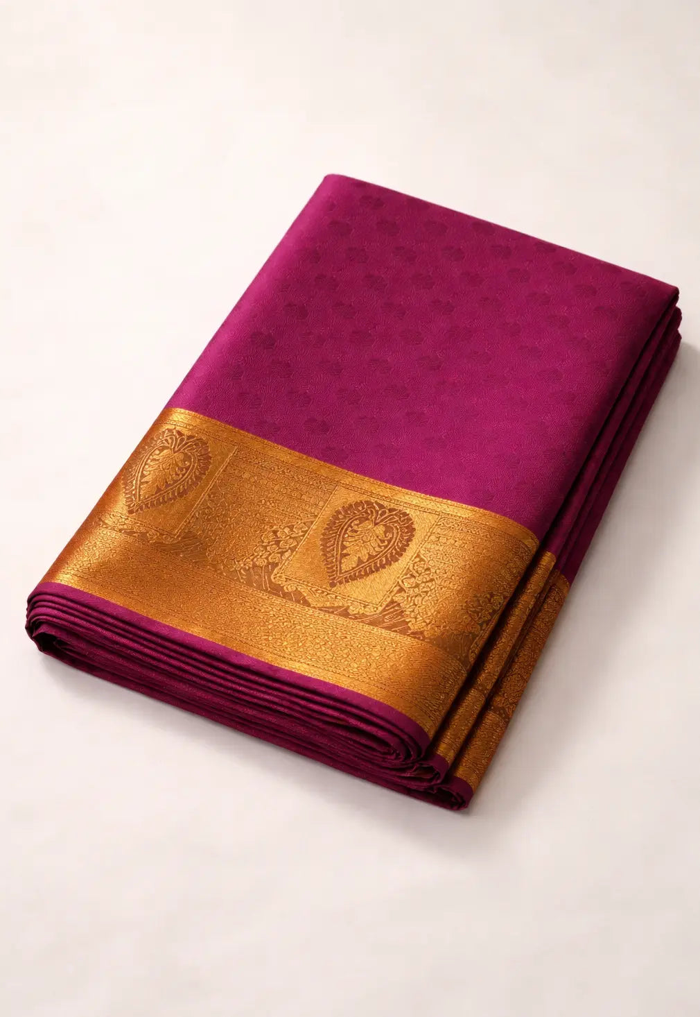 Magenta Silk Saree with Gold Zari Border