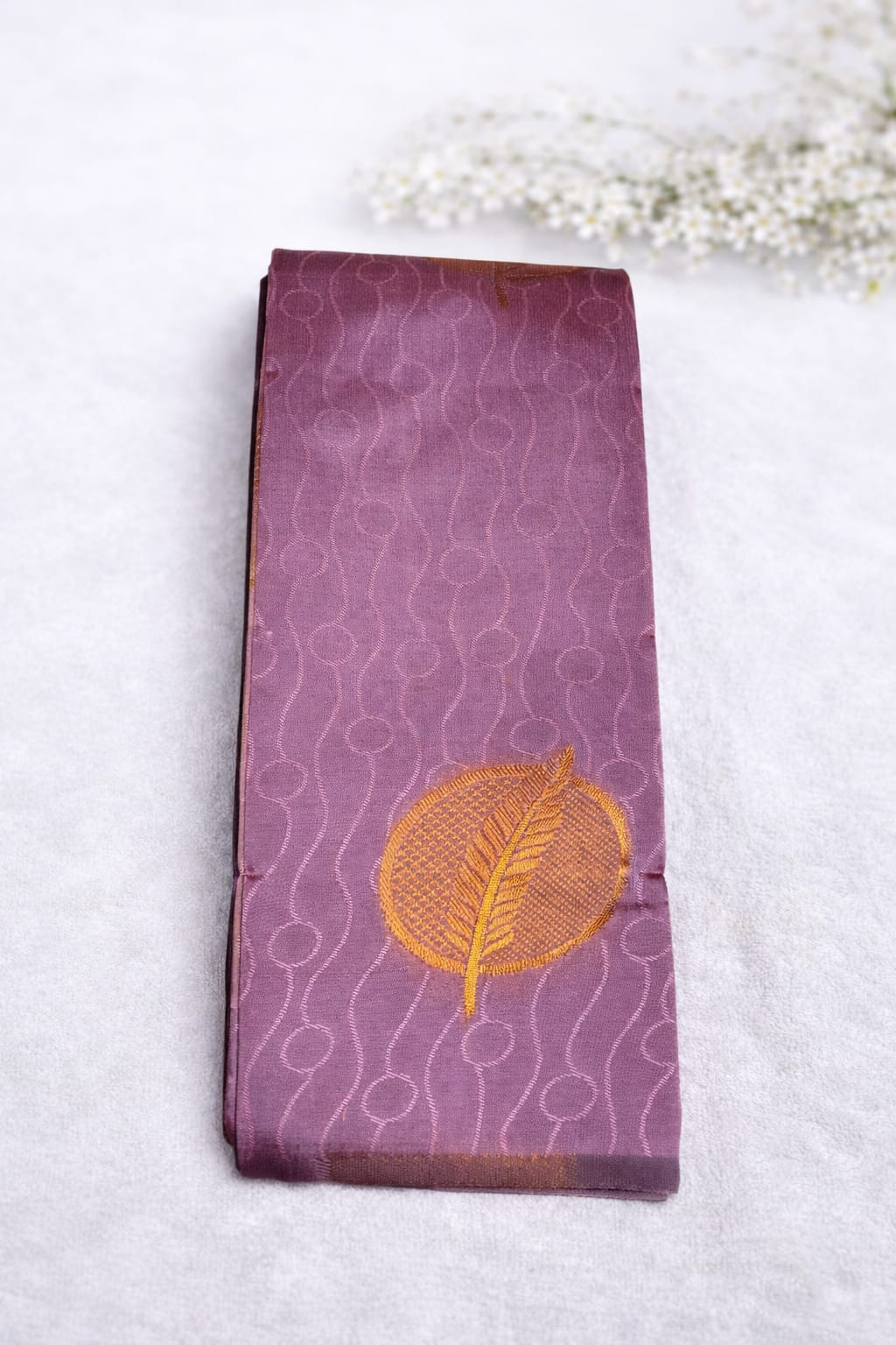 Lavender Soft Weaving Saree with Rich Contrast Copper Zari Pallu